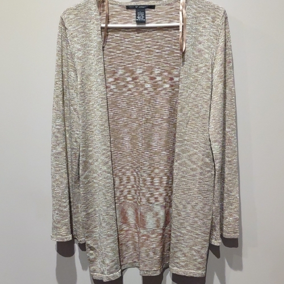 Gold With Shimmers Open-Front Sweater, L - Picture 1 of 6